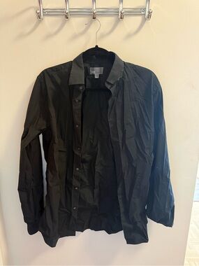 Vince Black Lightweight Button-Front Shirt Jacket